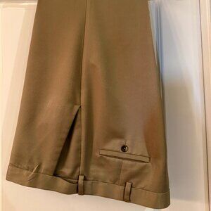Savane Dress Slacks Men’s 44x30 Tan Flat Front No Cuff 100% Polyester